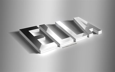 Ella, silver 3d art, gray background, wallpapers with names, Ella name, Ella greeting card, 3d art, picture with Ella name