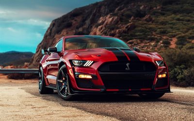 Ford Mustang Shelby GT500, vista fron, auto 2021, supercar, muscle car, Ford Mustang 2021, offroad, tuning, Ford