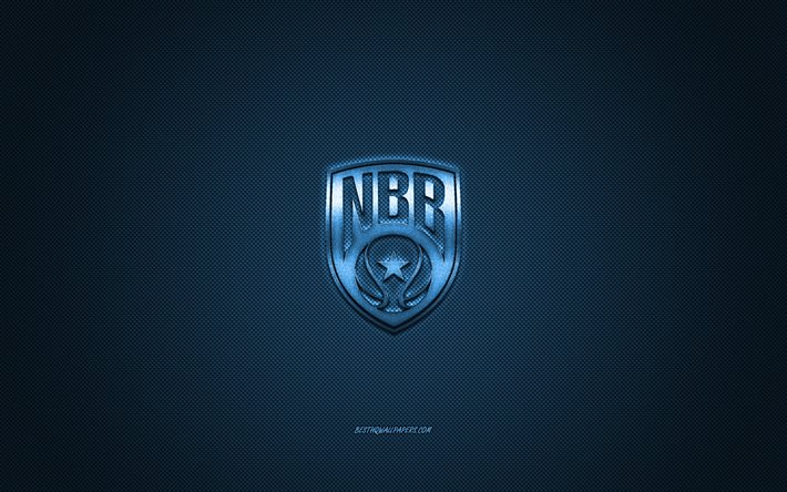 neuer korb brindisi, italienischer basketballclub, blaues logo, lba, blauer kohlefaser-hintergrund, lega basket serie a, basketball, brindisi, apulien, italien, new basket brindisi logo
