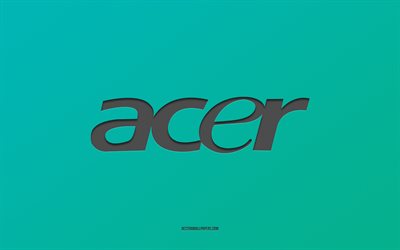 Acer logosu, turkuaz arka plan, Acer karbon logo, turkuaz kağıt dokusu, Acer amblemi, Acer