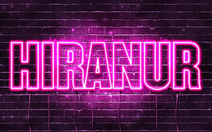 Hiranur, 4k, wallpapers with names, female names, Hiranur name, purple neon lights, Happy Birthday Hiranur, popular turkish female names, picture with Hiranur name
