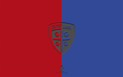 Cagliari Calcio, fond bleu rouge, &#233;quipe italienne de football, embl&#232;me de Cagliari Calcio, Serie A, Italie, football, logo Cagliari Calcio