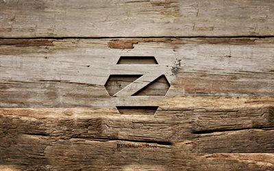Logotipo de madeira Zorin OS, 4K, Linux, fundos de madeira, OS, logotipo do Zorin OS, criativo, escultura de madeira, Zorin OS