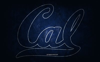 California Golden Bears, time de futebol americano, fundo azul, logotipo do California Golden Bears, arte grunge, NCAA, futebol americano, EUA, Emblema dos Ursos dourados da Calif&#243;rnia