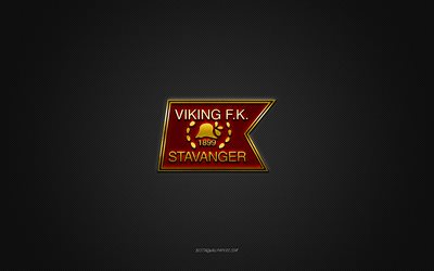 Viking FK, Norwegian football club, red logo, gray carbon fiber background, Eliteserien, football, Stavanger, Norway, Viking FK logo