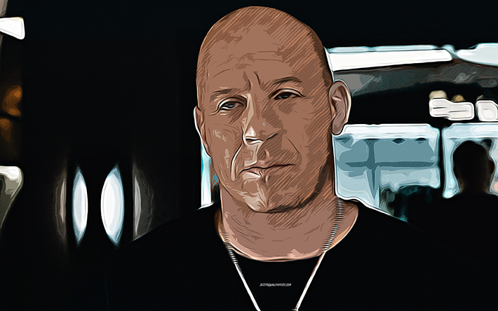 Vin Diesel, 4k, vector art, Vin Diesel drawing, creative art, Vin Diesel art, vector drawing, Vin Diesel portrait