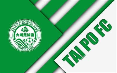 Tai Po FC, 4k, logo, Hong Kong football club, material design, green white abstraction, emblem, football, Hong Kong Premier League