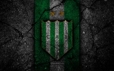 4k, Banfield FC, logo, Superliga, AAAJ, black stone, Argentina, soccer, Banfield, football club, asphalt texture, FC Banfield