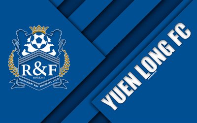 Guangzhou RF FC, 4k, logo, Hong Kong football club, material design, blue abstraction, emblem, football, Hong Kong Premier League