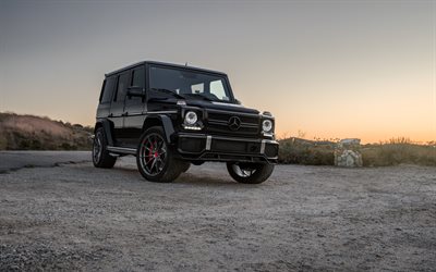 Mercedes-Benz G63 AMG, Black G63, brutal SUV, front view, exterior, tuning G63, W463, Mercedes