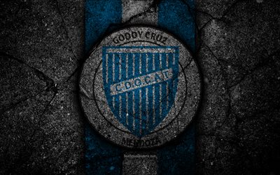 4k, Godoy Cruz FC, logo, Superliga, AAAJ, pierre noire, l&#39;Argentine, le football, Godoy Cruz, club de football, l&#39;asphalte, la texture, le FC Godoy Cruz
