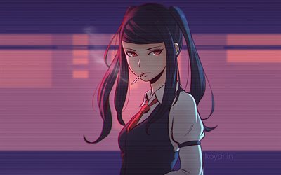 Nicole Chen, illustration, Streaming-chan, les yeux rouges, roman, VA-11 HALL-UNE