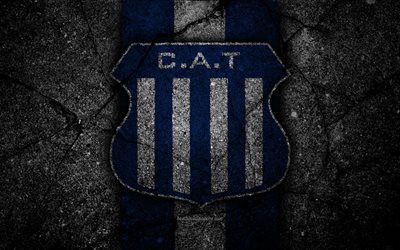 4k, Talleres Cordoba FC, logo, Superliga, AAAJ, black stone, Argentina, soccer, Talleres Cordoba, football club, asphalt texture, FC Talleres Cordoba