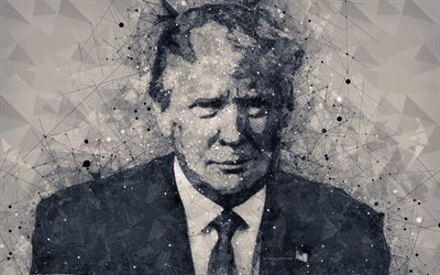 Donald Trump, 4k, kreativa geometriska portr&#228;tt, ansikte, Amerikansk president, konst, 4 juli, USA, politiker, kreativ konst, Donald John Trump