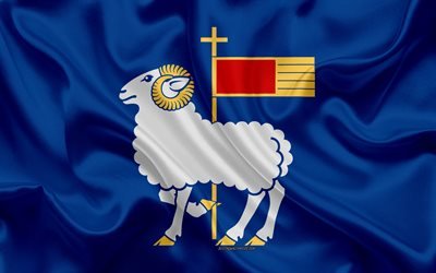 Flag of Gotland County, 4k, silk flag, Gotland lan flag, silk texture, Gotland County, Sweden, regions of Sweden, Gotland flag