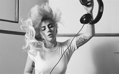 4k, Lady Gaga, 2019, american celebrity, monochrome, superstars, beauty, american singer, Stefani Joanne Angelina Germanotta, Lady Gaga photoshoot