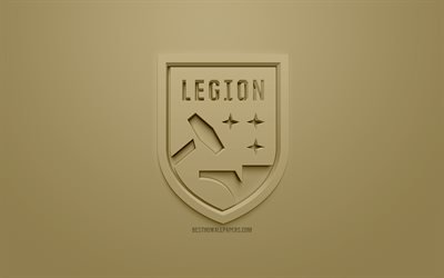 Birmingham Legion FC, creative 3D logo, USL, brown background, 3d emblem, American football club, United Soccer League, Birmingham, Alabama, USA, 3d art, football, stylish 3d logo