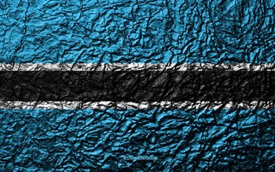Flaggan i Botswana, 4k, sten struktur, v&#229;gor konsistens, flagga, nationell symbol, Botswana, Afrika, sten bakgrund