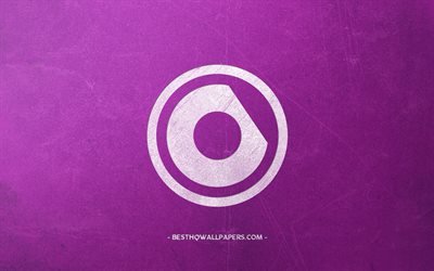 Nicky Romero logotyp, lila retro bakgrund, emblem, retro konst, vit krita logotyp, Nicky Romero