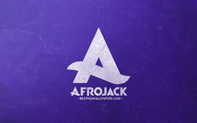Afrojack logotyp, kreativa retro konst, lila retro bakgrund, emblem, Afrojack