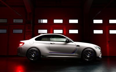 2019, BMW M2, Competition Edition Heritage, F87, side view, white sports coupe, tuning M2, racing car, BMW
