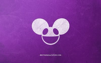 deadmau5 logo, purple retro background, retro art, emblem, Joel Thomas Zimmerman, deadmau5