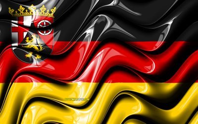 Rheinland-Pfalz flagga, 4k, Staterna i Tyskland, administrativa distrikt, Flaggan i Rheinland-Pfalz, 3D-konst, Rheinland-Pfalz, tyska stater, Rheinland-Pfalz 3D-flagga, Tyskland, Europa