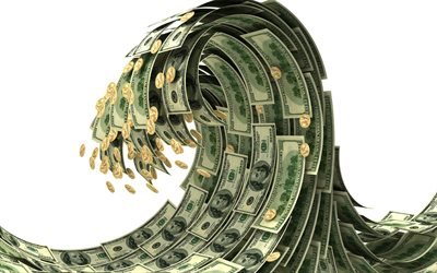 geld welle, 3d-dollar -, finanz-konzepte, 3d-wave, das geld, die amerikanischen dollar