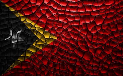 Bayrak Timor-Leste, 4k, 3D Leste bayrak, toprak, Asya, Doğu Timor Bayrak, 3D sanat, Doğu Timor, Asya &#252;lkeleri, ulusal semboller, Timor-kırık