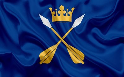 Flag of Dalarna County, 4k, silk flag, Dalarna lan flag, silk texture, Dalarna County, Sweden, regions of Sweden, Dalarna flag