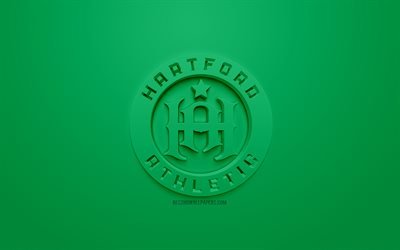 Hartford Athletic, creative 3D logo, USL, green background, 3d emblem, American football club, United Soccer League, Hartford, Connecticut, USA, 3d art, football, stylish 3d logo