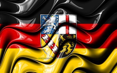 Sarre drapeau, 4k, les &#201;tats de l&#39;Allemagne, de la circonscription administrative, le Drapeau de la Sarre, de la 3D, de l&#39;art, de la Sarre, les l&#228;nder allemands de Sarre 3D drapeau, Allemagne, Europe