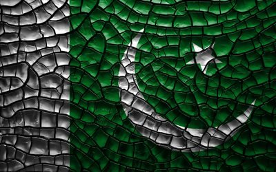 Drapeau du Pakistan, 4k, terre craquel&#233;e, d&#39;Asie, du pakistan drapeau, art 3D, le Pakistan, les pays d&#39;Asie, les symboles nationaux, le Pakistan 3D drapeau