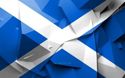 4k, フラグのスコットランド, 幾何学的な美術, 欧州諸国, スコットランドフラグ, 創造, スコットランド, 欧州, スコットランドの3Dフラグ, 国立記号