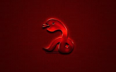 Snake, chinese zodiac, artwork, Chinese calendar, Snake zodiac sign, animals signs, red rhombic background, Chinese Zodiac Signs, creative, Snake zodiac