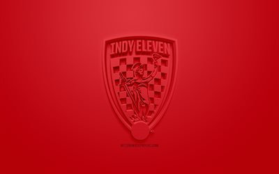 Indy Eleven, creative 3D logo, USL, red background, 3d emblem, American football club, United Soccer League, Indianapolis, Indiana, USA, 3d art, football, stylish 3d logo