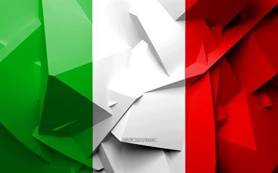 4k, Italian lippu, geometrinen taide, Euroopan maissa, Italian lipun, luova, Italia, Euroopassa, Italia 3D flag, kansalliset symbolit