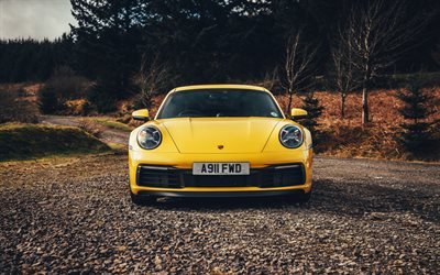 Porsche 911 Carrera 4S, 4k, vue de face, 2019 voitures, supercars, offroad, 2019 Porsche 911 Carrera 4S, voitures allemandes, Porsche