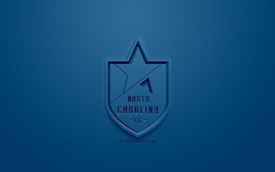 North Carolina FC, creative 3D logo, USL, blue background, 3d emblem, American football club, United Soccer League, Cary, North Carolina, USA, 3d art, football, stylish 3d logo