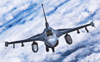 A General Dynamics F-16 Fighting Falcon, lutador, avi&#245;es de combate, jet fighter, A General Dynamics, Ex&#233;rcito dos EUA, Voando F-16, HDR, F-16