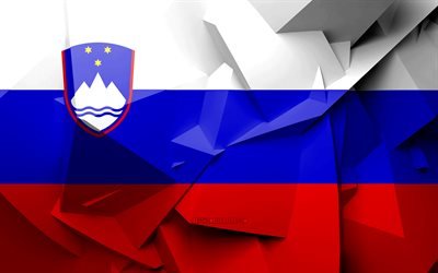 4k, Flaggan i Slovenien, geometriska art, Europeiska l&#228;nder, Slovenska flaggan, kreativa, Slovenien, Europa, Slovenien 3D-flagga, nationella symboler
