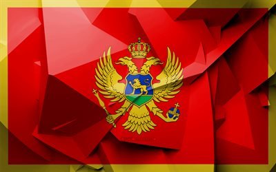 4k, Bandiera del Montenegro, arte geometrica, i paesi Europei, Montenegrina, bandiera, creativo, Montenegro, Europa, Montenegro 3D, nazionale, simboli