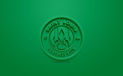 Saint Louis FC, yaratıcı 3D logo, USL, yeşil arka plan, 3d amblemi, Amerikan Futbol Kul&#252;b&#252;, United Futbol Ligi, St Louis, Missouri, USA, 3d sanat, futbol, 3d logo şık