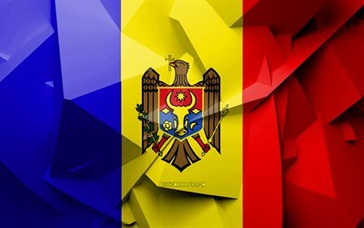 4k, Flaggan i Moldavien, geometriska art, Europeiska l&#228;nder, Moldaviska flagga, kreativa, Moldavien, Europa, Moldavien 3D-flagga, nationella symboler