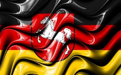 Niedersachsen flagga, 4k, Staterna i Tyskland, administrativa distrikt, Flagga av niedersachsen, 3D-konst, Niedersachsen, tyska stater, Niedersachsen 3D-flagga, Tyskland, Europa