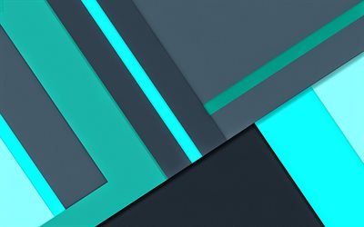 4k, material design, turquoise and gray, turquoise lines, geometric shapes, lollipop, triangles, creative, strips, geometry, turquoise backgrounds