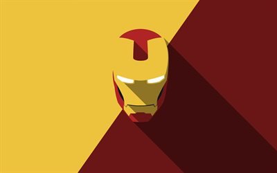 4k, IronMan, il design dei materiali, la DC Comics, Iron Man, minimal, supereroi, sfondi colorati
