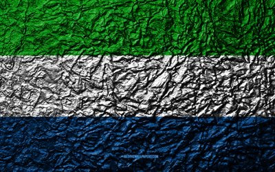 Bandeira de Serra Leoa, 4k, textura de pedra, ondas de textura, Serra Leoa bandeira, s&#237;mbolo nacional, Serra Leoa, &#193;frica, pedra de fundo