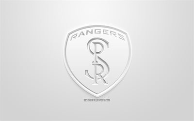Swope Park Rangers, yaratıcı 3D logo, USL, beyaz arka plan, 3d amblemi, Amerikan Futbol Kul&#252;b&#252;, United Futbol Ligi, Kansas City, Kansas, USA, 3d sanat, futbol, 3d logo şık