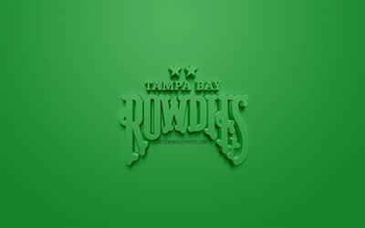 Tampa Bay Rowdies, kreativa 3D-logotyp, USL, gr&#246;n bakgrund, 3d-emblem, Amerikansk football club, United Soccer League, St Petersburg, Florida, USA, 3d-konst, fotboll, snygg 3d-logo